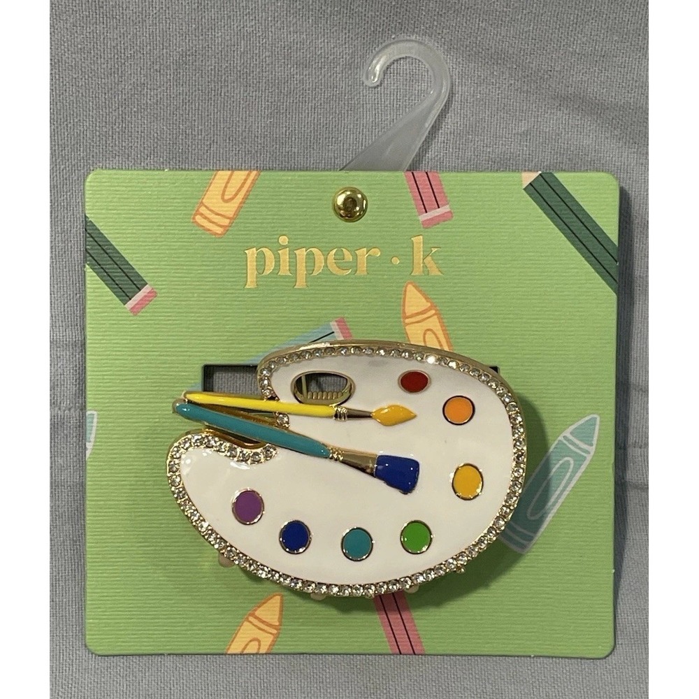 Piper K Paint Palette Claw Hair Clip Gold Crystal Multicolor Luxury New With Tag